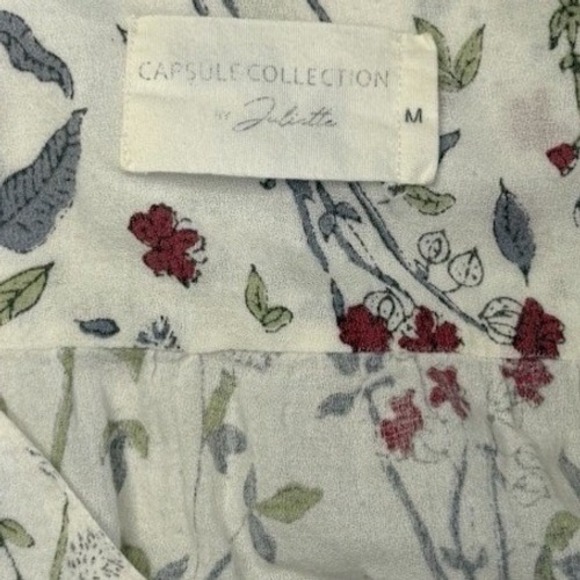 Capsule Collection by Juliette India Floral Mini Dress V Neck Long Sleeve Sz M